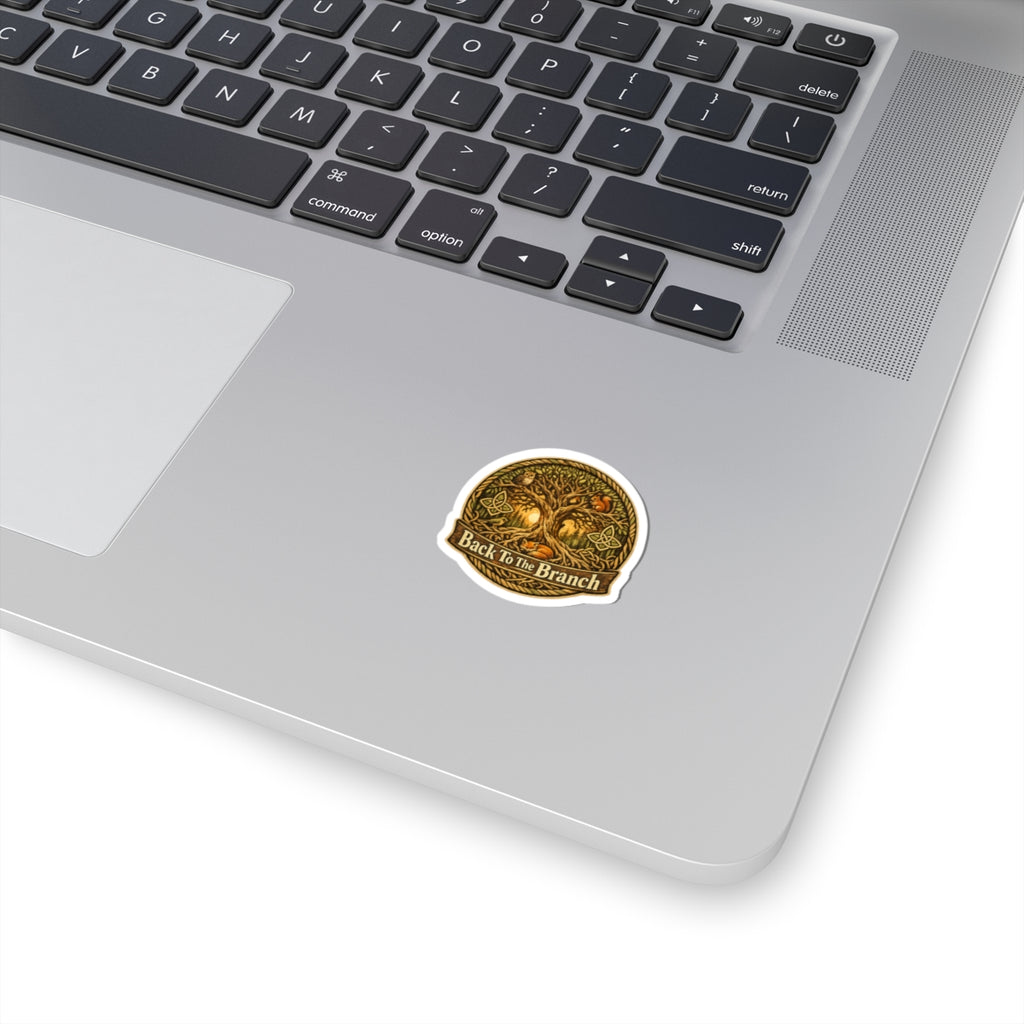 Sticker — 'Back To The Branch' Tree of Life Kiss-Cut Sticker (Forest Celtic Owl & Squirrel Design)